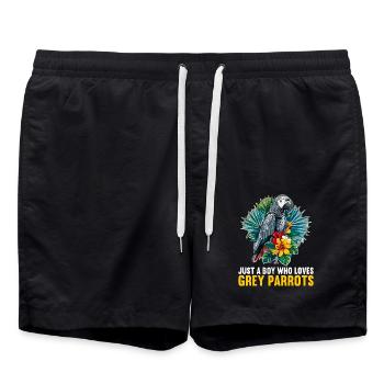 Perroquets gris d’Afrique - Short de bain - noir - Devant - AI Model Male 185 light (185cm)