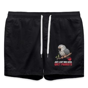 Perroquets gris d’Afrique - Short de bain - noir - Devant - AI Model Male 185 light (185cm)