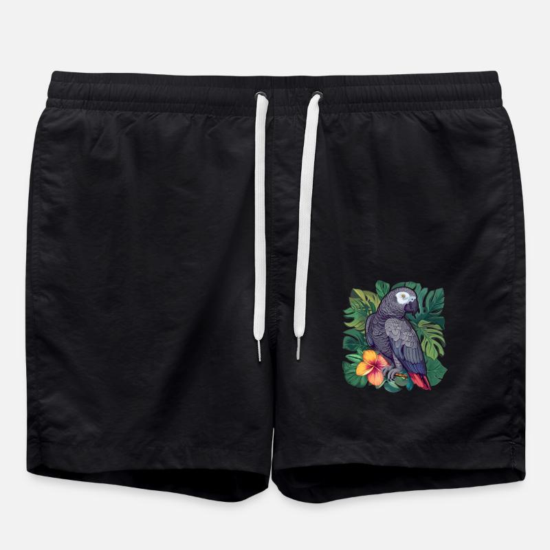 Perroquets gris d’Afrique - Short de bain - noir