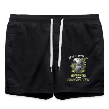 Perroquets gris d’Afrique - Short de bain - noir - Devant - AI Model Male 185 light (185cm)