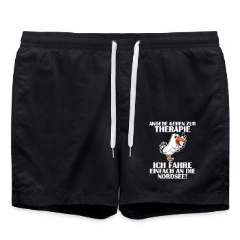 Nordsee Spruch Möwe - Badeshorts - Schwarz - Vorne - AI Model Male 185 light (185cm)