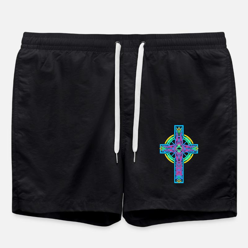 Jesus God Cross Crosses Crucifix - Swim Trunks - black