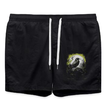 Halloween Corbeau Occulte Spirituel Corbeau Corbeaux - Short de bain - noir - Devant - AI Model Male 185 light (185cm)