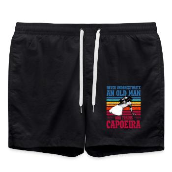 Never underestimate an old man who trains capoeira - Swim Trunks - black - Front - AI Model Male 185 light (185cm)