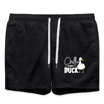 Chillin with my duck - Swim Trunks - black - Front - AI Model Male 185 light (185cm)