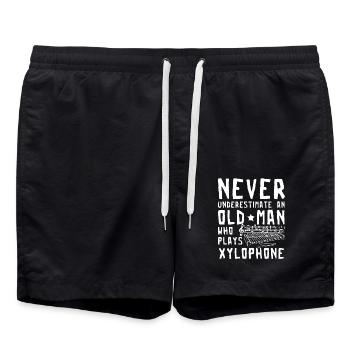 Never underestimate an old man who plays xylophone - Swim Trunks - black - Front - AI Model Male 185 light (185cm)
