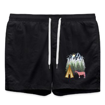 Chaman Cheval Tipi Montagne Montagnes Forêt Nature USA - Short de bain - noir - Devant - AI Model Male 185 light (185cm)