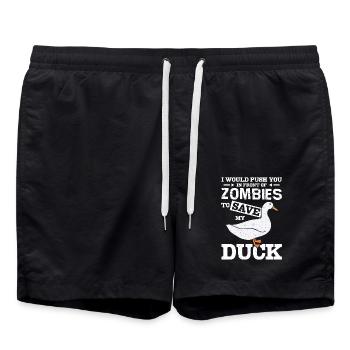 Push you in front of zombies to save my duck - Swim Trunks - black - Front - AI Model Male 185 light (185cm)