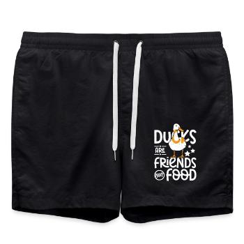 Vegan pet pekin ducks are friends not food - Swim Trunks - black - Front - AI Model Male 185 light (185cm)