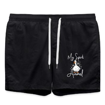 Pet pekin duck is my spirit animal - Swim Trunks - black - Front - AI Model Male 185 light (185cm)