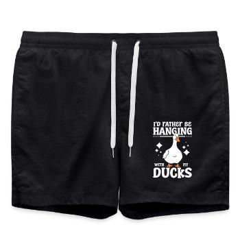 I'd rather be hanging wit my pet pekin ducks - Badeshorts - Schwarz - Vorne - AI Model Male 185 light (185cm)