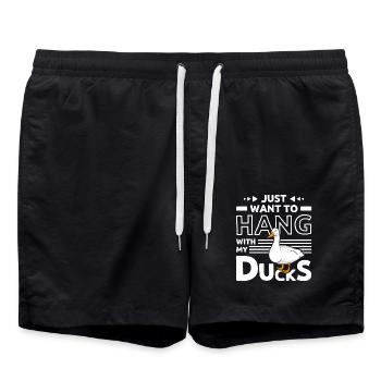 Just want to hang with my pet pekin ducks - Swim Trunks - black - Front - AI Model Male 185 light (185cm)