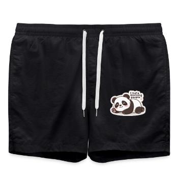 I Hate Morning People Cute Lazy Panda - Swim Trunks - black - Front - AI Model Male 185 light (185cm)