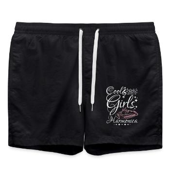Harmonicist Cool girls play harmonica - Badeshorts - Schwarz - Vorne - AI Model Male 185 light (185cm)