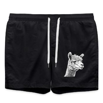 Alpaca Alpakas Alpaka - Badeshorts - Schwarz - Vorne - AI Model Male 185 light (185cm)