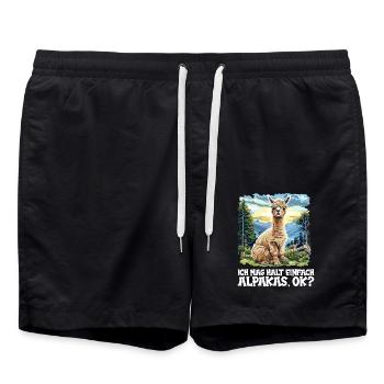 Alpaca Alpakas Alpaka - Badeshorts - Schwarz - Vorne - AI Model Male 185 light (185cm)