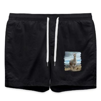 Alpaca Alpakas Alpaka - Badeshorts - Schwarz - Vorne - AI Model Male 185 light (185cm)