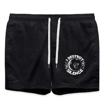 I destroy silence playing Cymbals - Badeshorts - Schwarz - Vorne - AI Model Male 185 light (185cm)