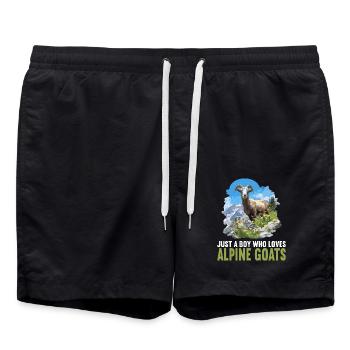 Alpine Goat Bergziegen Bergziege - Badeshorts - Schwarz - Vorne - AI Model Male 185 light (185cm)