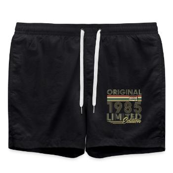 1985 Vintage Retro Cadeau D’anniversaire - Short de bain - noir - Devant - AI Model Male 185 light (185cm)