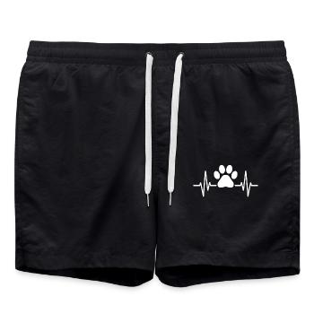 Heartbeat with paw for animal lovers - Swim Trunks - black - Front - AI Model Male 185 light (185cm)