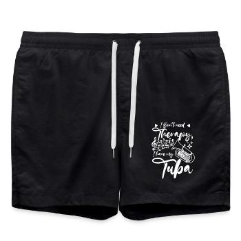 I don't need therapy I have my tuba - Swim Trunks - black - Front - AI Model Male 185 light (185cm)