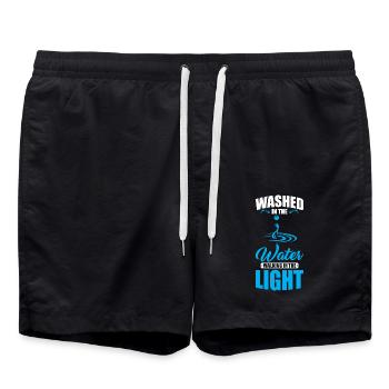 Washed in the water, walking in the light - Swim Trunks - black - Front - AI Model Male 185 light (185cm)