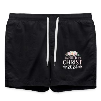 Getauft In Christus 2024 - Badeshorts - Schwarz - Vorne - AI Model Male 185 light (185cm)