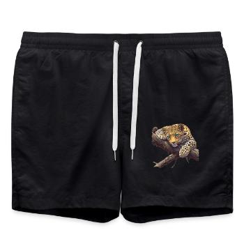 Amur Leopard Amurleoparden Amurleopard - Swim Trunks - black - Front - AI Model Male 185 light (185cm)