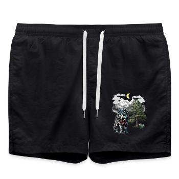 Wolf Wölfe Natur Gebirge - Badeshorts - Schwarz - Vorne - AI Model Male 185 light (185cm)