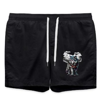 Wolves, Wolf, Nature, Wilderness, Wild Animals, Pack Animals - Swim Trunks - black - Front - AI Model Male 185 light (185cm)