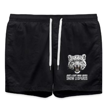 Snow Leopard Schneeleoparden Schneeleopard - Swim Trunks - black - Front - AI Model Male 185 light (185cm)