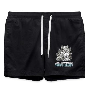 Snow Leopard Schneeleoparden Schneeleopard - Swim Trunks - black - Front - AI Model Male 185 light (185cm)