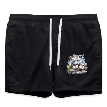 Snow Leopard Schneeleoparden Schneeleopard - Swim Trunks - black - Front - AI Model Male 185 light (185cm)