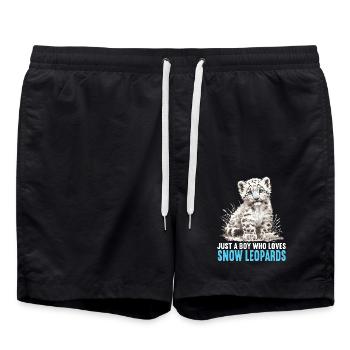 Snow Leopard Schneeleoparden Schneeleopard - Swim Trunks - black - Front - AI Model Male 185 light (185cm)