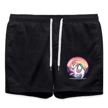 Arc-en-ciel Cheval Chevaux Enfant Enfants Poney - Short de bain - noir - Devant - AI Model Male 185 light (185cm)