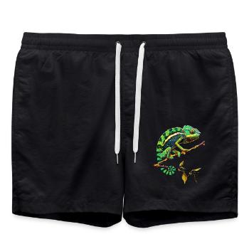 Chamäleon Echse Reptil Leguan Eidechse Chamäleons - Badeshorts - Schwarz - Vorne - AI Model Male 185 light (185cm)