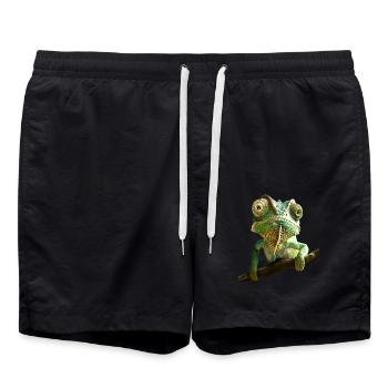 Chamäleon Echse Reptil Leguan Eidechse Chamäleons - Badeshorts - Schwarz - Vorne - AI Model Male 185 light (185cm)