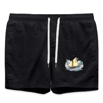 Ship Ships Sailing Ship Sailor Yolle Captain's Sea - Swim Trunks - black - Front - AI Model Male 185 light (185cm)
