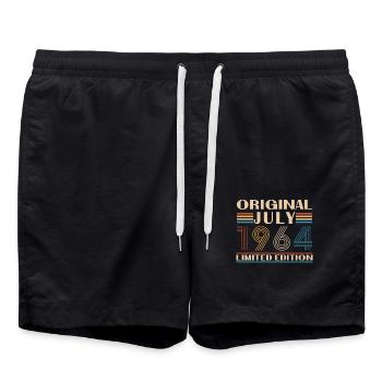 1964 Juli Vinatge Retro Geburtstagsgeschenk - Badeshorts - Schwarz - Vorne - AI Model Male 185 light (185cm)