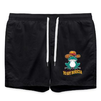Yo Soy Boricua Puerto Rican Frog With Hat - Swim Trunks - black - Front - AI Model Male 185 light (185cm)
