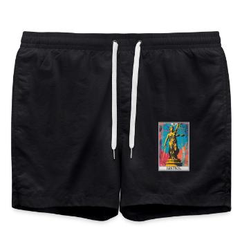 Cartes de tarot Carte de tarot Justice Justice - Short de bain - noir - Devant - AI Model Male 185 light (185cm)