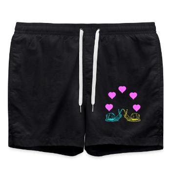 Schnecken Schnecke Valentin Valentinstag - Badeshorts - Schwarz - Vorne - AI Model Male 185 light (185cm)