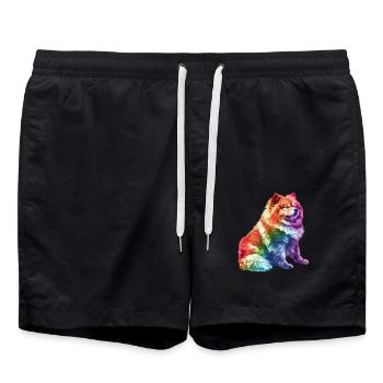 Chow Chow Dog Breed in Rainbow Colors - Swim Trunks - black - Front - AI Model Male 185 light (185cm)