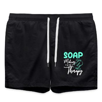 Soap Making is my therapy - Swim Trunks - black - Front - AI Model Male 185 light (185cm)