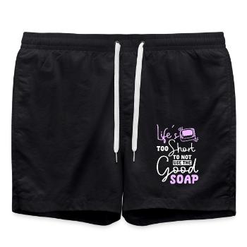 Life's too short to not use the good soap - Swim Trunks - black - Front - AI Model Male 185 light (185cm)