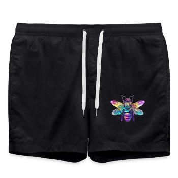 Colorful bee with rainbow wings - Swim Trunks - black - Front - AI Model Male 185 light (185cm)
