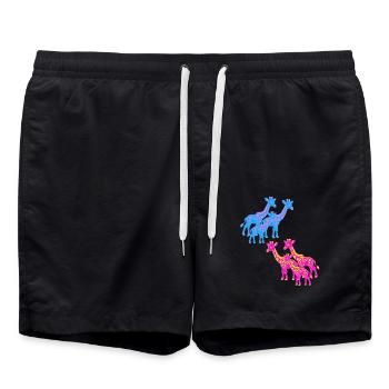 Girafe Afrique Safari Savane Années 80 Années 90 Enfant - Short de bain - noir - Devant - AI Model Male 185 light (185cm)