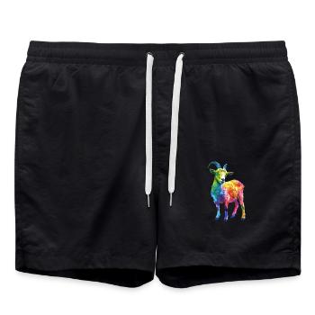 Colorful Goat Abstract Art for Animal Lovers - Swim Trunks - black - Front - AI Model Male 185 light (185cm)