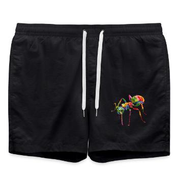 Fourmi colorée style Pop Art - Short de bain - noir - Devant - AI Model Male 185 light (185cm)
